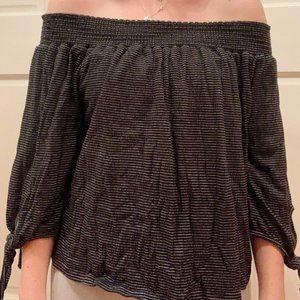 Fine Striped Off the Shoulder Top